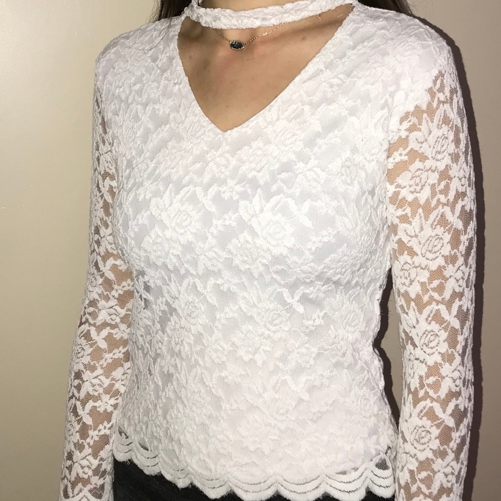 White Lacey Floral Top